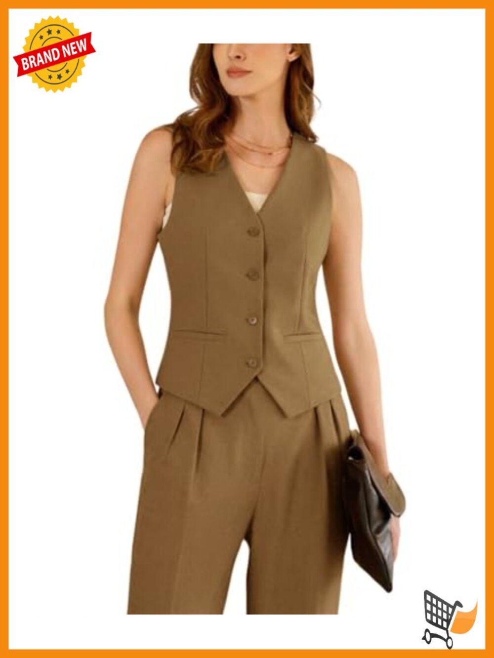 2 Piece Linen Vest Set for Women Casual Business Suit Slim Fit Pants